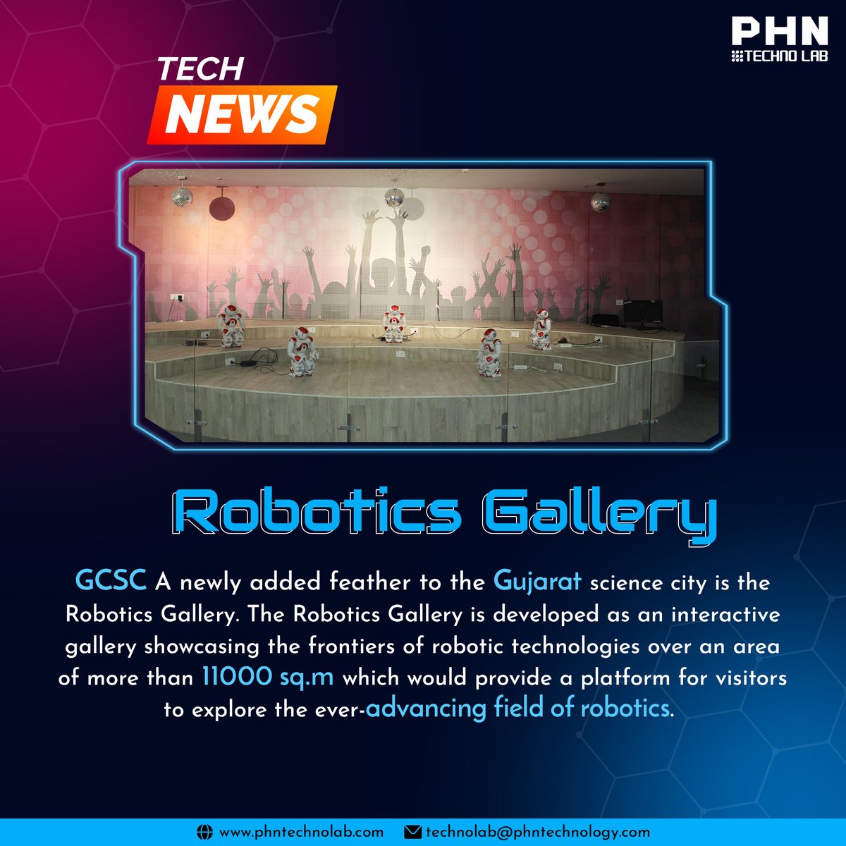 Robotic Park in Gujarat?
 
GCSC A newly added feather to the Gujarat science city is the Robotics Gallery.
.
.
.

#Roboticsgallery #AI #Technews #Artificialinteligent #technews #ailab #ai #artificialinteligent #Phntechnology #Phntechnolab #roborics #roboticslab #STEM #STEMLab