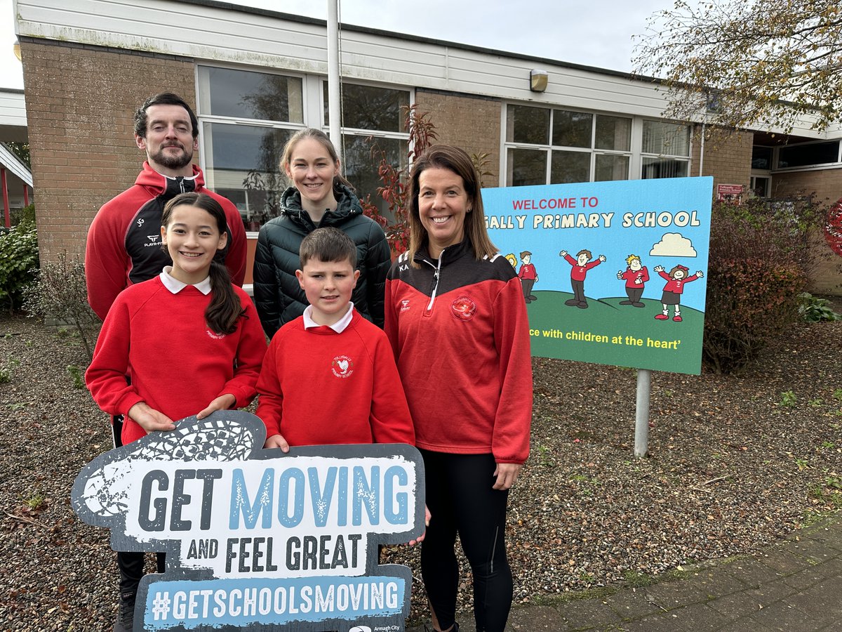 abcb_council's tweet photo. We had the pleasure of visiting Tullygally PS for the launch of the Get Schools Moving programme, which aims to put movement &amp; play at the heart of school life. The programme is open to primary schools across the borough. 

Read more at https://t.co/cXj8OKOdjr

#GetSchoolsMoving https://t.co/TZHSRYLKuq