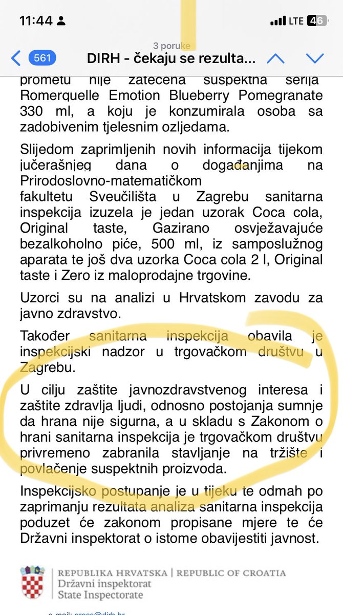 Sanitarna inspekcija zabranila stavljanje u promet i povlačenje suspektnih proizvoda Coca cole #n1info <a href="/N1info/">N1english</a>