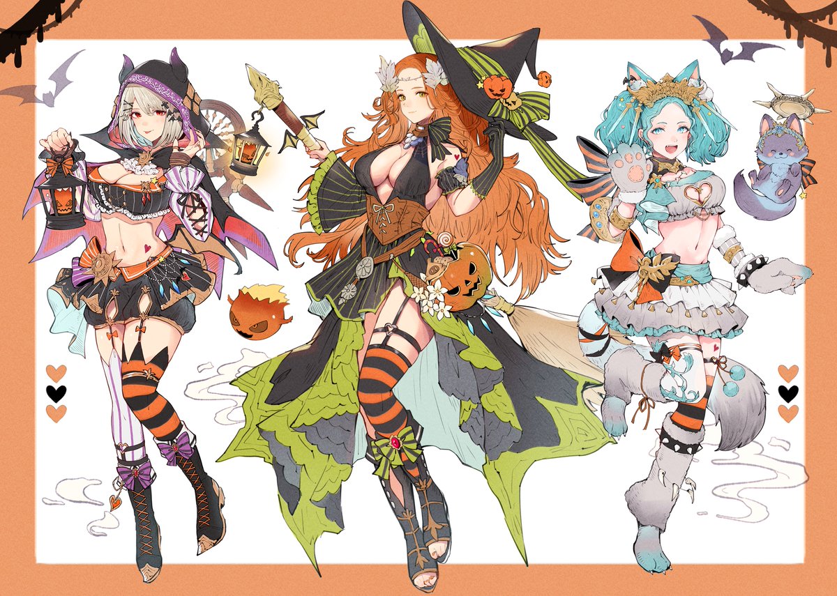 mokokoiro's tweet image. 🦇Halloweenな十二神ズ集合~!🎃
#FF14art #FF14 #メネフィナ #ノフィカ #ニメーヤ