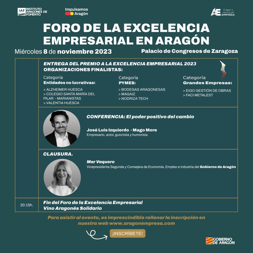 AragonEMPRESA's tweet photo. 📢 ¡Este es el Programa completo del Foro de Excelencia que tendrá lugar hoy, 8 de noviembre, en el Palacio de los Congresos!
#ExcelenciaEmpresarial2023 #ForoExcelenciaEmpresarial #Empresa #Aragon #AragonEmpresa #IAFAragon #SellosExcelenciaAragonEmpresa #PremioExcelencia2023 https://t.co/8wNk61Y8uI