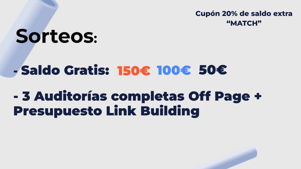 ¿Quieres ganar saldo gratis y 3 auditorías Off Page completas? 🎁

Síguenos, RT y contesta a la pregunta:

¿Cuál es el cambio más importante que esperas en SEO en 2024?

🔴 Sorteo esta tarde en directo a las 18:00:
unancor.com/webinar/