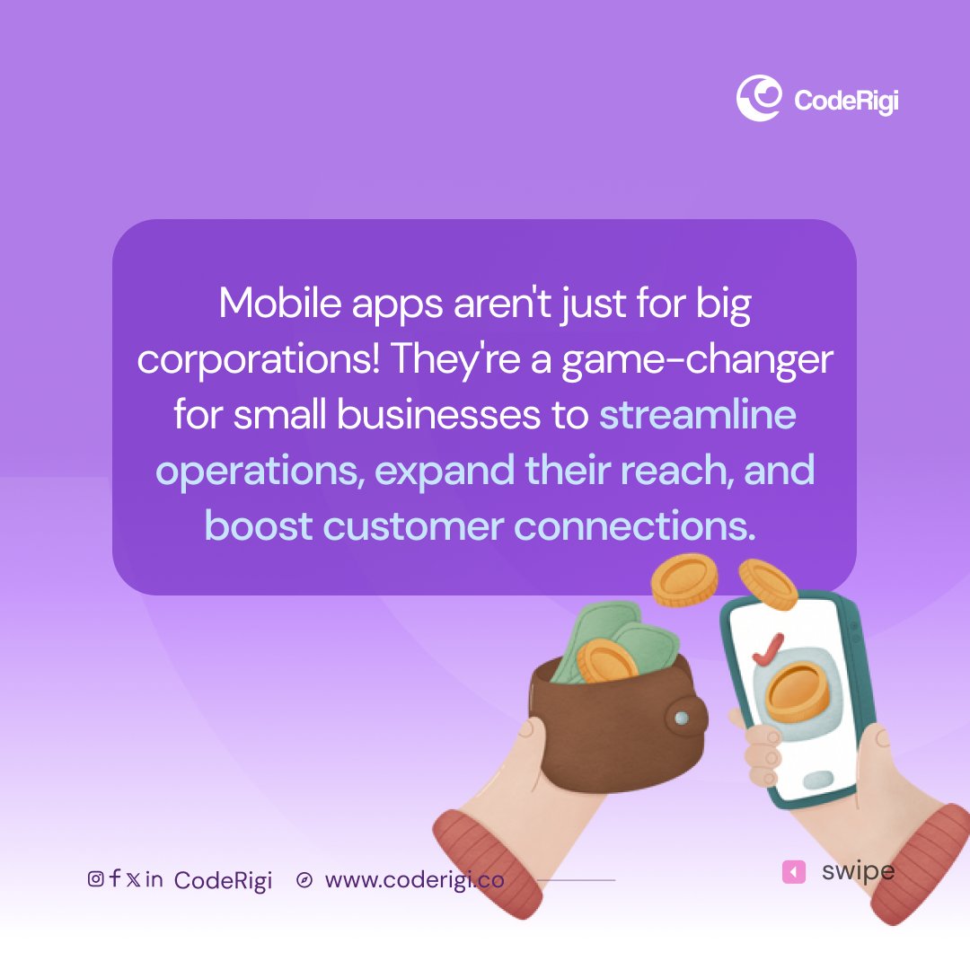 coderigi_'s tweet image. Don&apos;t be fooled by the myth that mobile apps are only for big businesses! 📷 Mobile apps are a game-changer for small businesses too.
👇👇