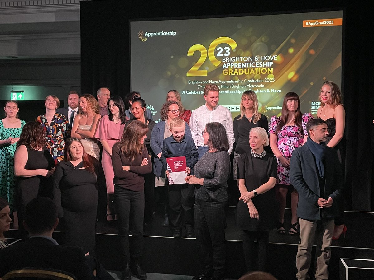 lisbundock's tweet image. Fabulous evening celebrating the achievements of apprentices across the city. So proud of our teacher apprentices &amp;amp; very special to celebrate Charlie Essex and her award with her family 💛 #brightonforever