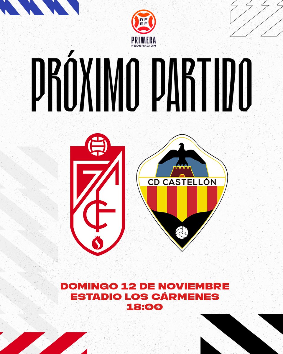 CanteraNazari's tweet photo. 🔜 𝗣𝗥Ó𝗫𝗜𝗠𝗢 𝗣𝗔𝗥𝗧𝗜𝗗𝗢

🏆 Primera RFEF
🆚 CD Castellón
🗓 Domingo, 12 de noviembre
🏟 Nuevo Los Cármenes
⚔️ Jornada 12
🕒 18.00 h.

#𝘾𝙖𝙣𝙩𝙚𝙧𝙖𝙉𝙖𝙯𝙖𝙧𝙞 🇦🇹 || #RecreGranada https://t.co/P7XSYMHYzu