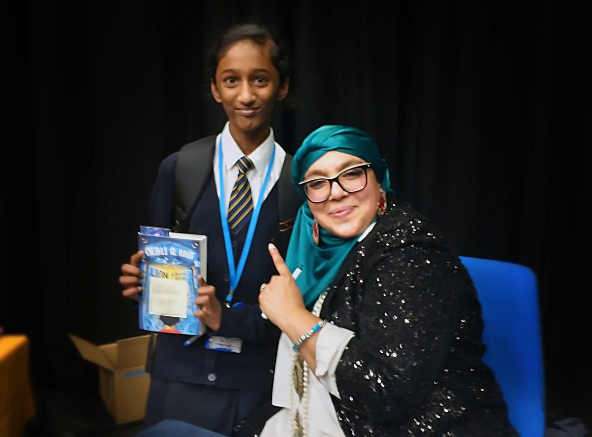 EnglishStanwell's tweet photo. It was wonderful to meet and listen to @OnjaliRauf talk about her writing, and the real world events that inspired her. Huge thanks to @GriffinBooksUK for organising. Onjali's books (some signed) can still be ordered at Griffin &amp; Year 7s have been sent a parentmail discount code. https://t.co/rs6j2VXU9V