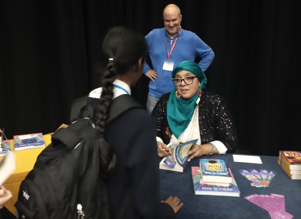 EnglishStanwell's tweet photo. It was wonderful to meet and listen to @OnjaliRauf talk about her writing, and the real world events that inspired her. Huge thanks to @GriffinBooksUK for organising. Onjali's books (some signed) can still be ordered at Griffin &amp; Year 7s have been sent a parentmail discount code. https://t.co/rs6j2VXU9V