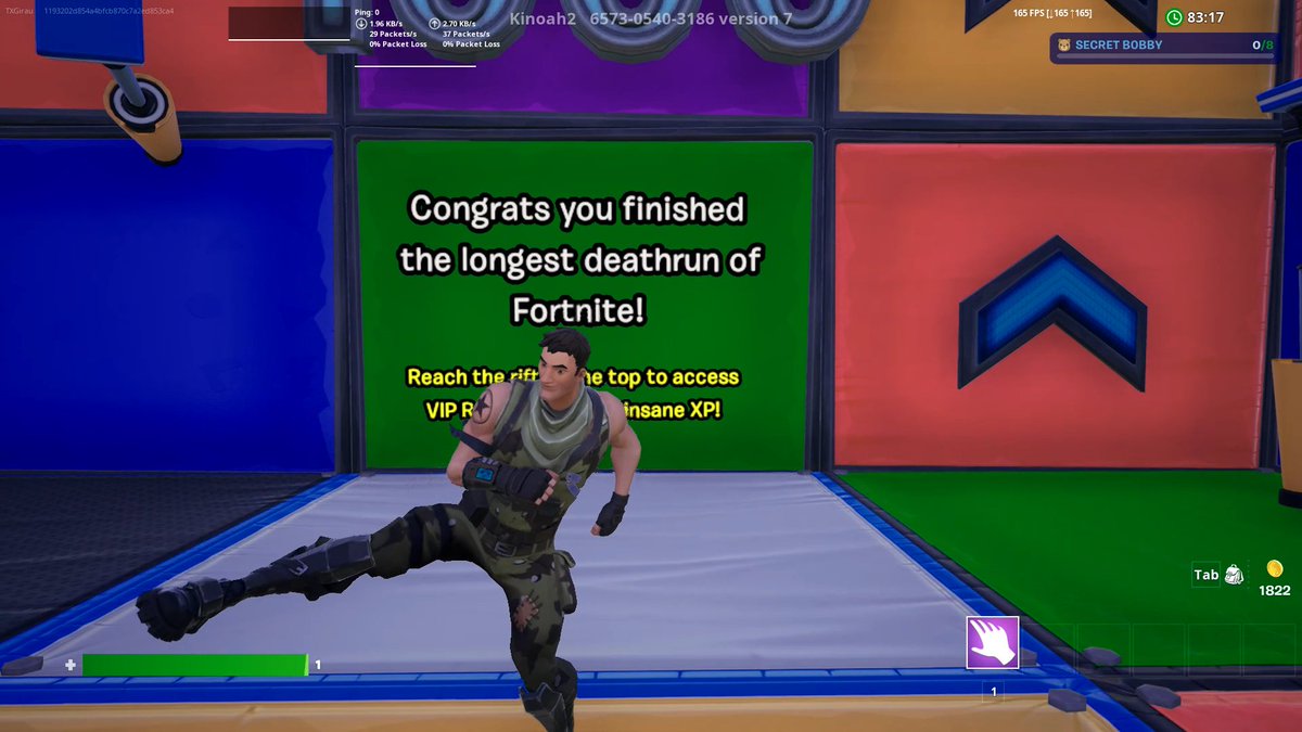 TXGirau's tweet photo. I finished the longest deathrun in Fortnite. Thank you @kinoah2_  for creating it. #Fortnite #FortniteCreative https://t.co/DiqdAPG84g