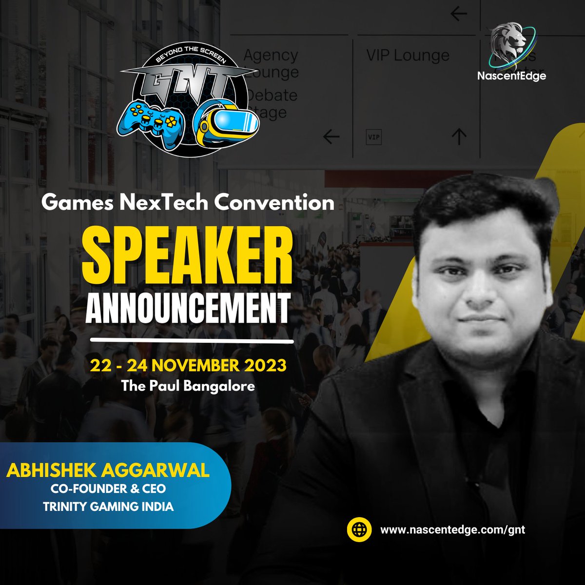 🎙️ Attention Gaming Enthusiasts! We're thrilled to announce the inclusion of Abhishek Aggarwal, a trailblazing speaker, at the highly anticipated Games NexTech (GNT) Convention 2023. Save the Date:🗓️ Nov 22-24Venue: The Paul Bangalore
Register today at lnkd.in/dGu3YDxz