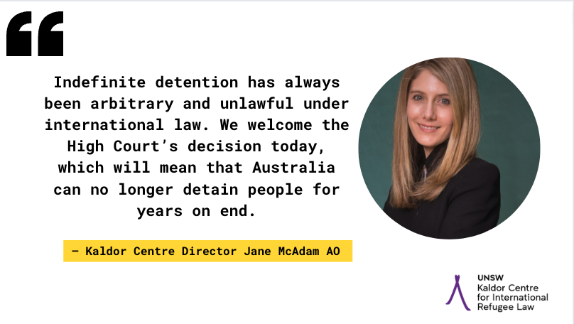 The Kaldor Centre and <a href="/humanrightsHRLC/">Human Rights Law Centre</a> appeared as friends of the court in this landmark case. Read our joint statement about the High Court's decision today – 'an important and long-awaited victory for human rights'. bit.ly/3SwXLGy