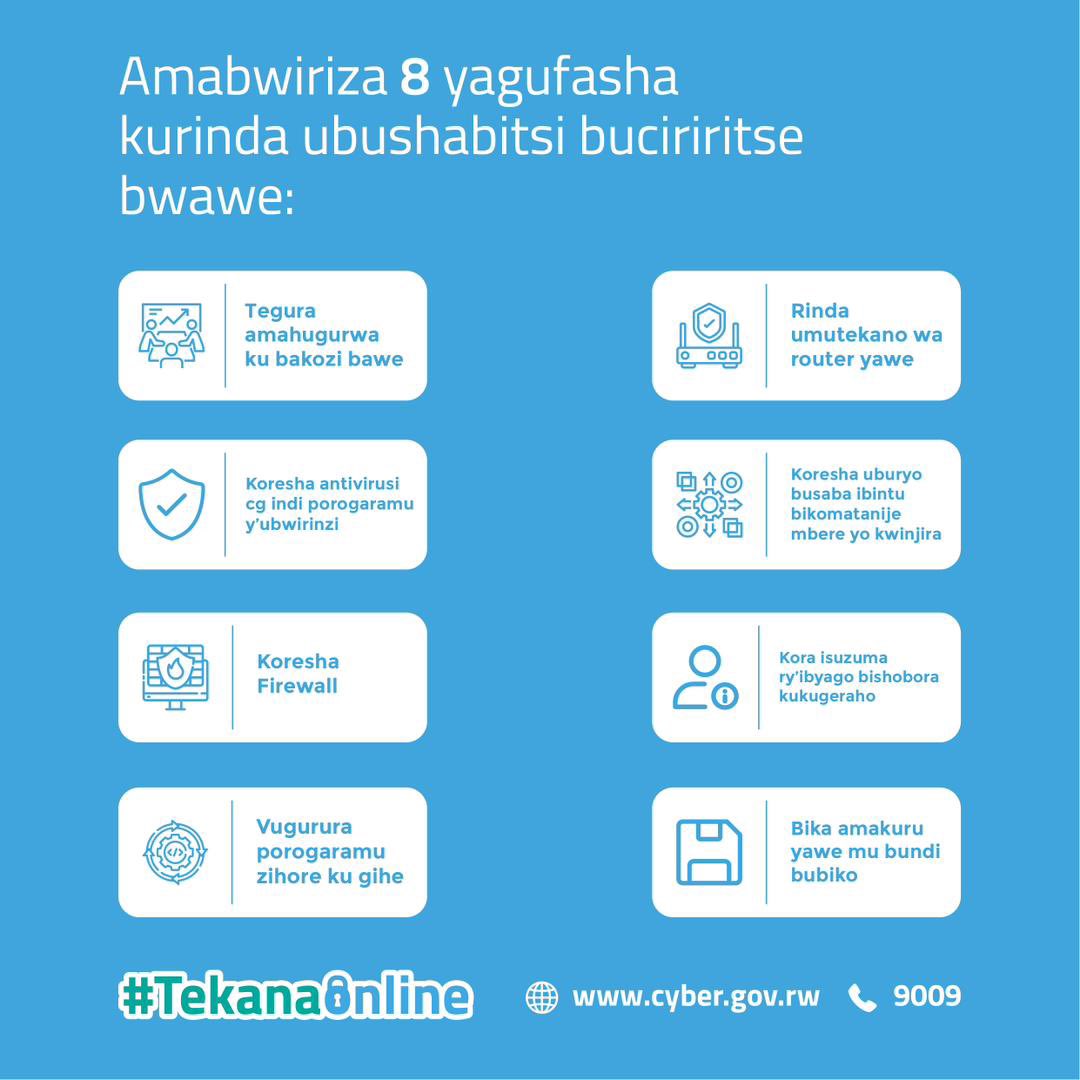 Ubushabitsi buciriritse buri mu bwibasirwa cyane n’ibitero by’ikoranabuhanga. 

Kurikiza aya mabwiriza wirinde. #TekanaOnline
