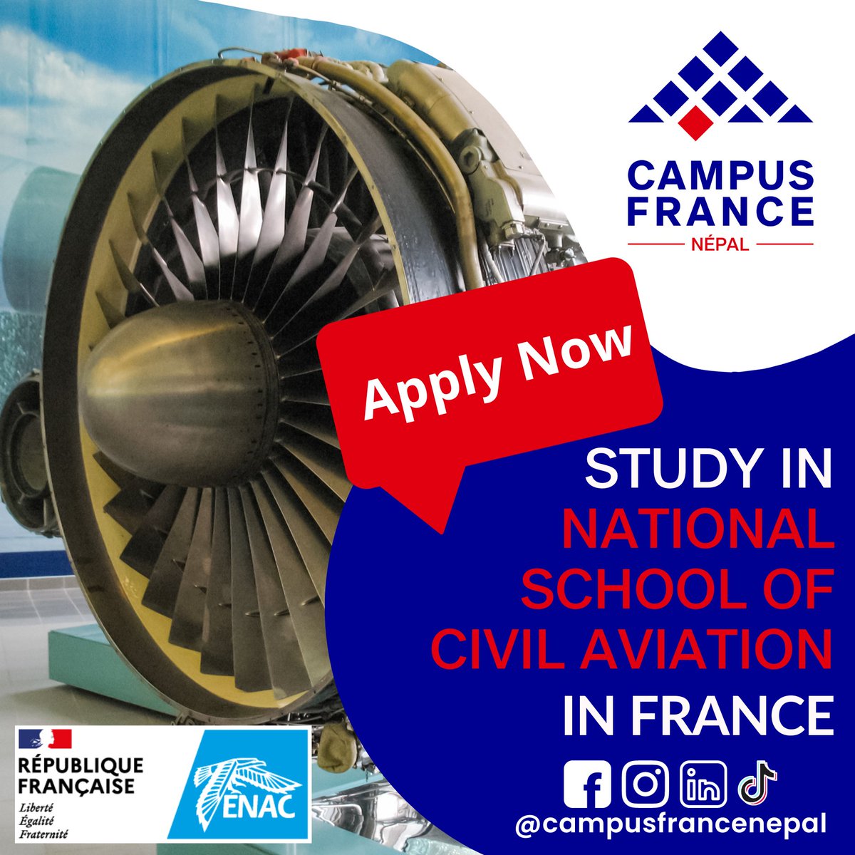 Campus France Népal (@campusfrancenp) on Twitter photo Study in National School of Civil Aviation
in FRANCE.
Masters programmes :
enac.fr/en/advanced-ma…
Advance Masters programmes :enac.fr/en/advanced-ma…
📧
contact.cfnepal@gmail.com
orientation.cfnepal@gmail.com
☎️
+977-54 20 488 Study in National School of Civil Aviation
in FRANCE.
Masters programmes :
enac.fr/en/advanced-ma…
Advance Masters programmes :enac.fr/en/advanced-ma…
📧
contact.cfnepal@gmail.com
orientation.cfnepal@gmail.com
☎️
+977-54 20 488