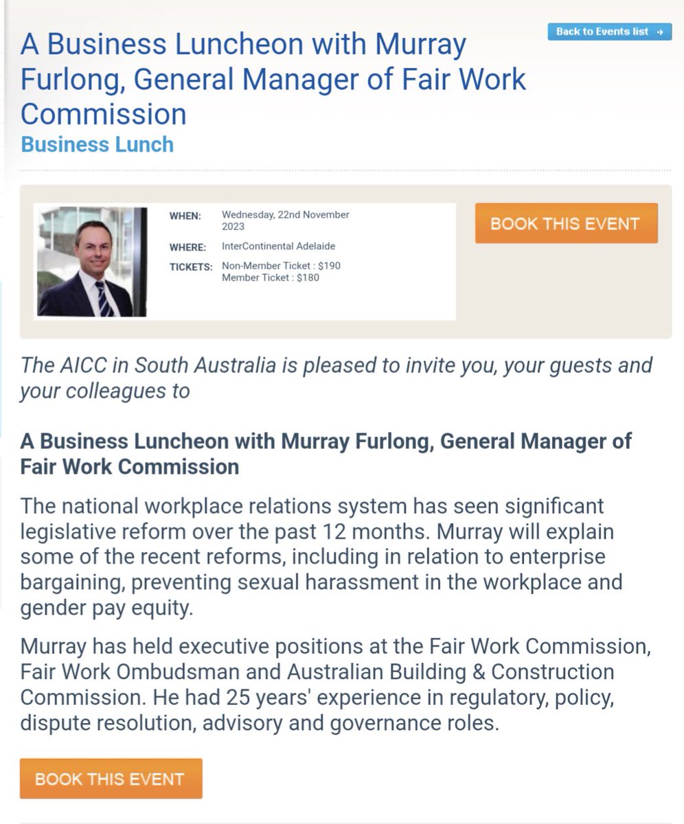 correnterosso's tweet image. Oh hey look the Australia-Israel Chamber of Commerce has a public event in Adelaide with a grub who worked for the #ABCC 

Seems like a good opportunity for the @CFMEU_CG to flex some internationalism..