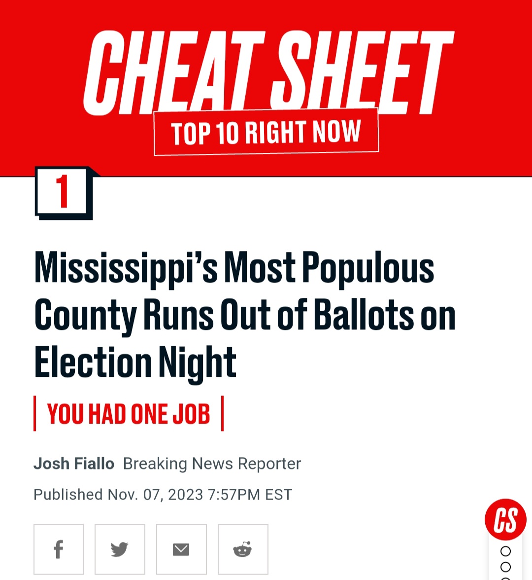 ProfJNMoyo's tweet photo. US COURT EXTENDS VOTING TIME AFTER BALLOT PAPERS RUN OUT IN MISSISSIPPI ELECTION

The first Tuesday in November is always election time of one sort or another in the US, and so it was yesterday; with the startling news - that should fascinate Zimbabweans and bring some sanity to hypocritical international election observers - that a US court in Mississippi extended voting after all polling precincts in Hinds County, the most populous in the state, ran out of ballot papers.

Yes, ballot papers ran out yesterday in Uncle Sam's United States, of all places on mother earth.  

One media source on the embarrassing fiasco, which exposes the US whose  hypocritical "international election observers" - like the Carter Centre - would have the world believe that ballot papers run out only in countries like Zimbabwe, as proof of rigging or incompetence by definition, reported that:
  
"Chancery Judge Dewayne Thomas on Tuesday night extended voting in all Hinds County polling precincts until 8 p.m., giving voters in the state’s most populous county an additional hour to cast ballots in a crowded statewide election.

The judge issued the order based on an emergency request from the Mississippi Democratic Party, which said in court documents that numerous precincts in the county ran out of ballots to issue voters throughout the day.

The ballot shortage happened in the middle of a bitter governor’s race that has pitted Republican Gov. Tate Reeves against Democratic opponent Brandon Presley". 
https://t.co/88vIU5J07x

President @CyrilRamaphosa was right when he told @SABCNews on the side lines of the 78th session of the @UN General Assembly last September that, "elections are quite messy, most of the time. There's no real perfect election".

To point out the electoral mess in the US is not to justify electoral mess anywhere, but only to contextualise it for the edification of electoral hypocrites!