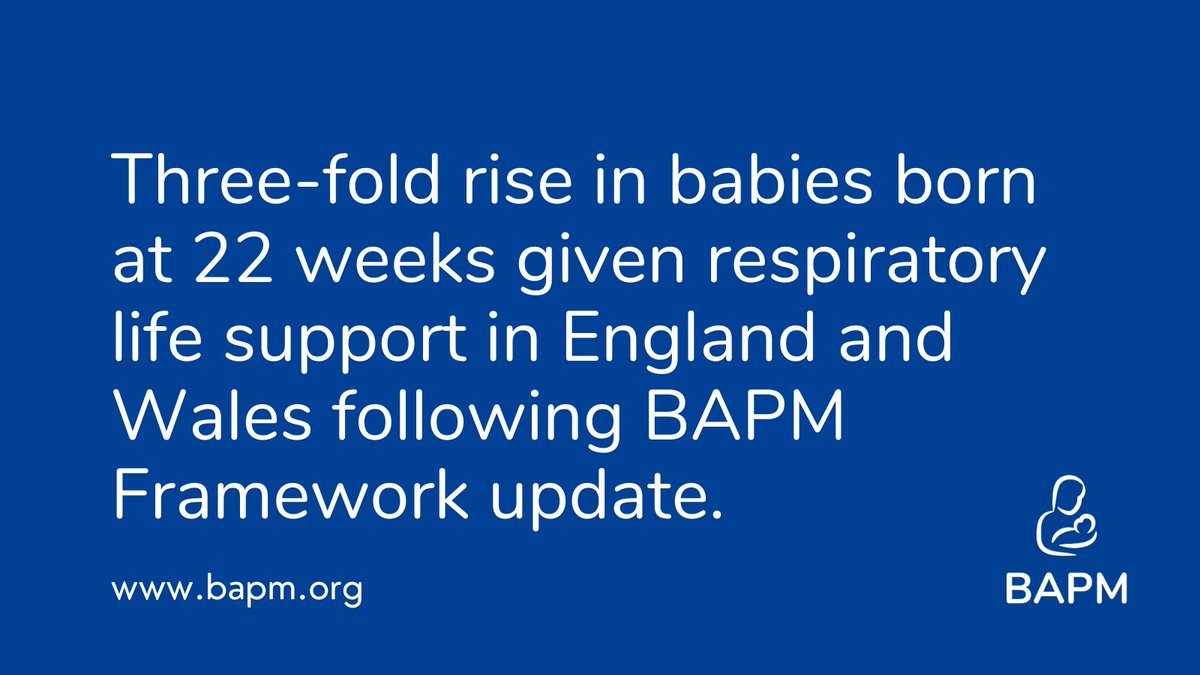 New BMJ paper on the impact of the BAPM Extreme Prematurity framework on survival for babies born at 22-weeks’ gestation in England and Wales. The Framework was associated with a three-fold increase in survival-focused care for 22 weeks’ gestation babies. bapm.org/articles/rise-…