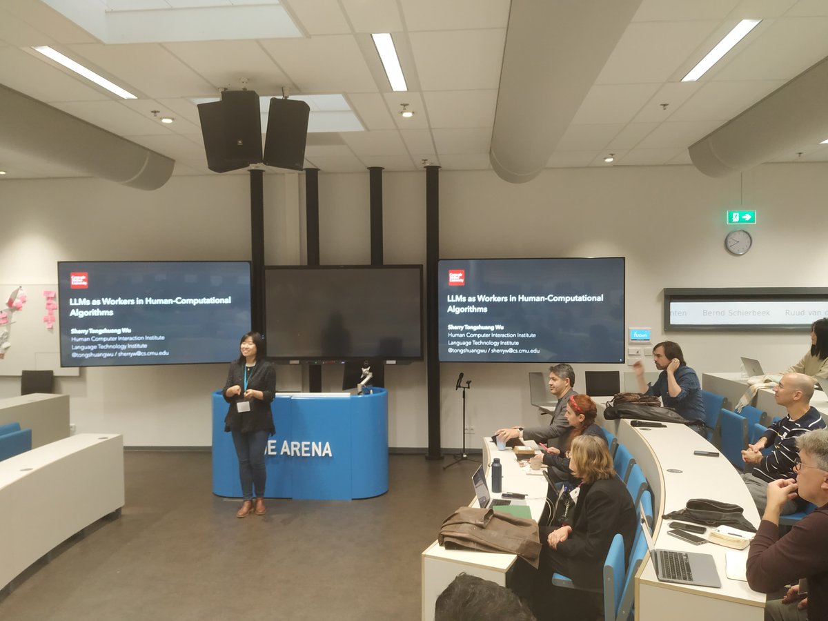 hcomp_conf's tweet image. 🎙️ Our second panelist is @tongshuangwu  from @cmuhcii, presenting &quot;LLMs as Workers in Human-Computational Algorithms,&quot; with inspiring insights on how to utilize LLMs in crowdsourcing pipelines!

#HCOMP2023 #ci2023