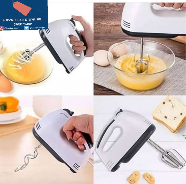 A hand mixer is an electric handheld mixing tool with removable metal beaters and variable speeds. Mixing is one of its most common uses but it can also be used for whipping, creaming, folding, mashing, kneading and shredding. Also check out more items at wa.me/c/256703102492!