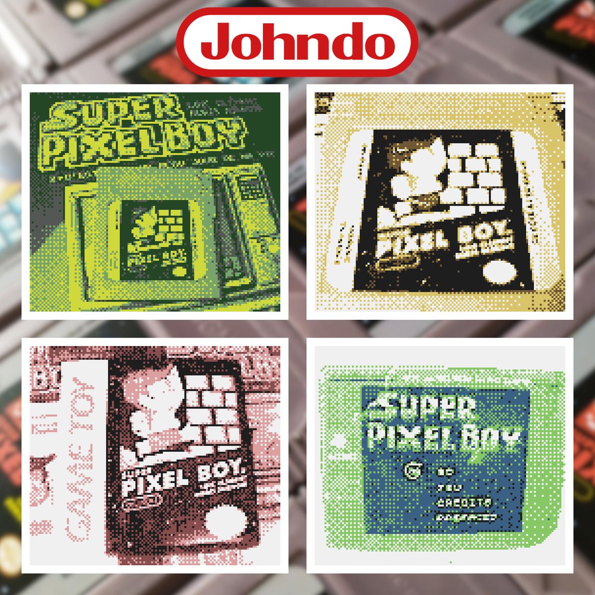 johndostudio's tweet photo. Quelques photos de Super Pixel Boy #GB à la #gameboycamera😊
Le jeu reste disponible et jouable gratos👉https://t.co/Jx7G69ZUbr
Et je rappelle que la version cartouche du jeu est compatible avec le #gameboyprinter🤩
#gameboy #gbcam #pixel #pixelart #gameboyphoto #superpixelboy https://t.co/a3wvW04JrI