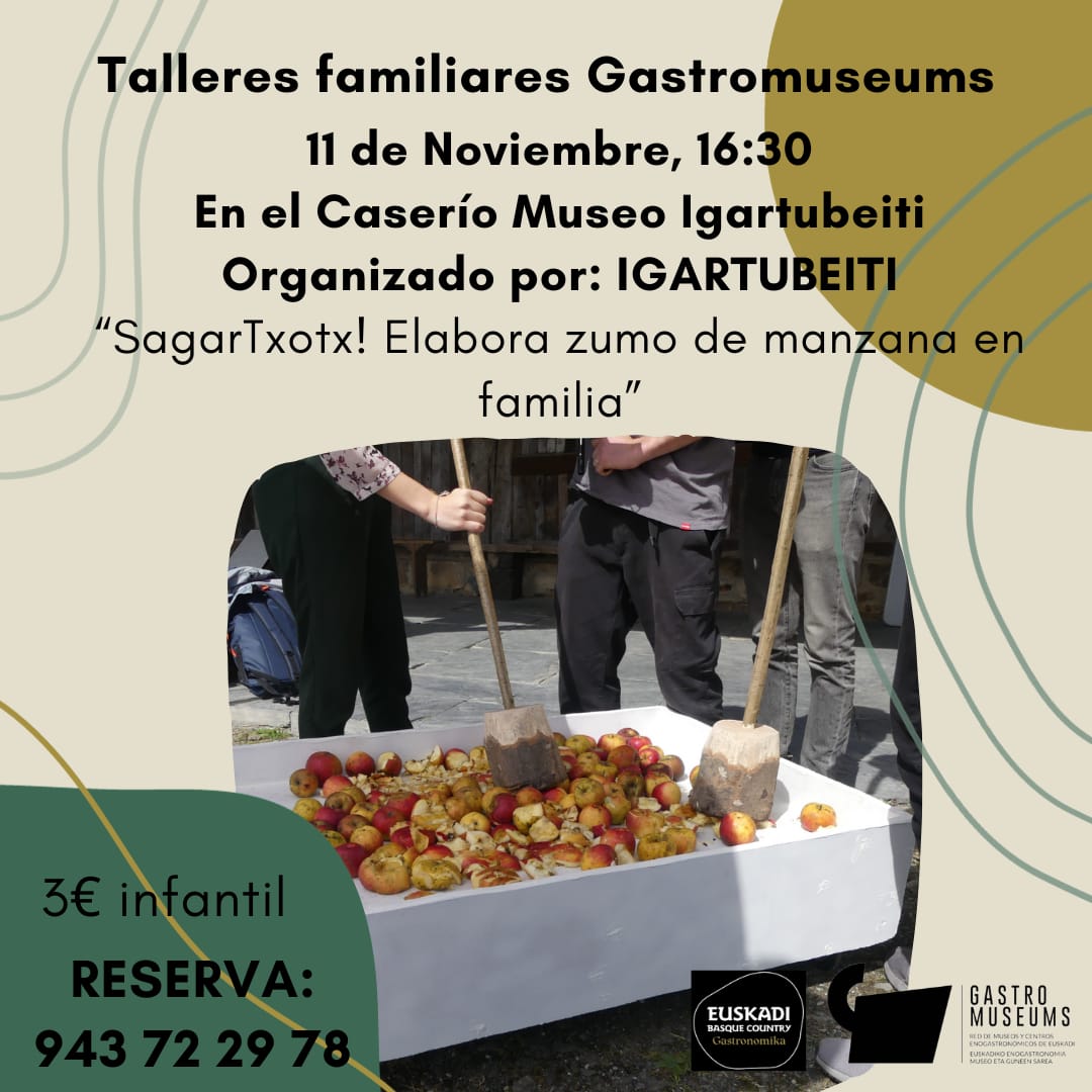 🍎🍏Larunbat arratsalderako familia plana. 
Igartubeitiko baserri dolarea ezagutu, sagarrak jo kirikoketa erritmoan sagar zukua egiteko eta dastatzeko