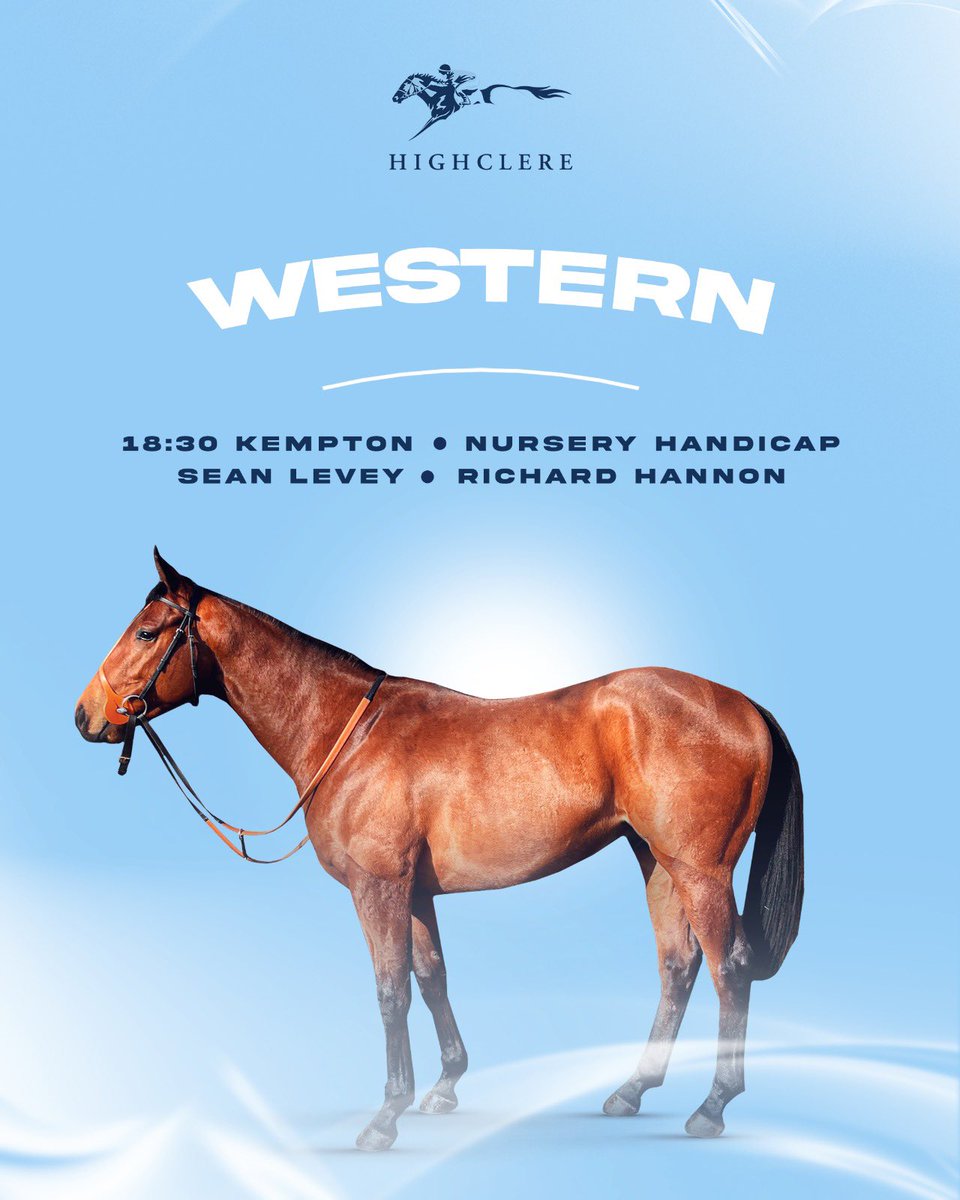 WESTERN runs this evening at Kempton in their 6f Nursery Handicap at 6:30pm under jockey Sean Levey for trainer Richard Hannon and The Edgar Degas Syndicate 🏇 #HighclereRacing