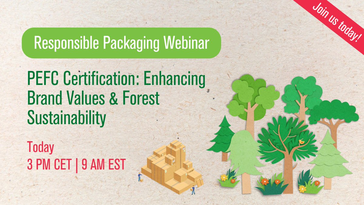 Today is the day! ⏰ Join us at 3 PM CET to discover how sustainably sourced packaging helps safeguard our forests &amp; bolsters brand reputation. We are looking forward to hearing from experts from Queensway, @LANDOR_FITCH &amp; <a href="/CNE_Emballage/">Conseil National de l'Emballage</a>. Register here 👉 treee.es/RP23WBPEFCSc
