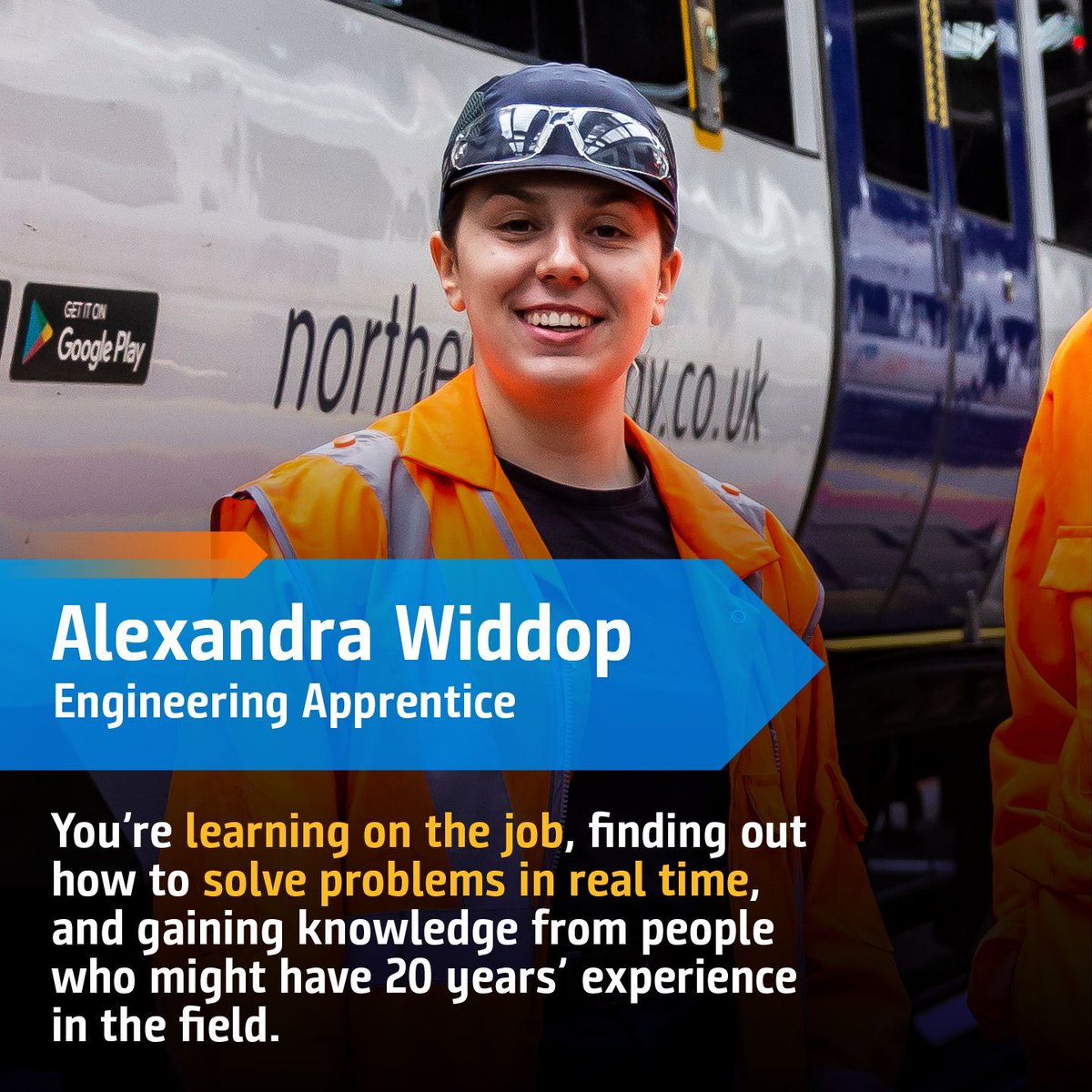 Great to hear from <a href="/Myerscoughcoll/">Myerscough College & University Centre</a> Level 3 Railway Engineering Technician Apprentice Alexandra who works for <a href="/Northernassist/">NORTHERN 🚆</a> during Tomorrow's Engineers Week #TEWeek23 #skills #engineering #stem #therailway #apprenticeships