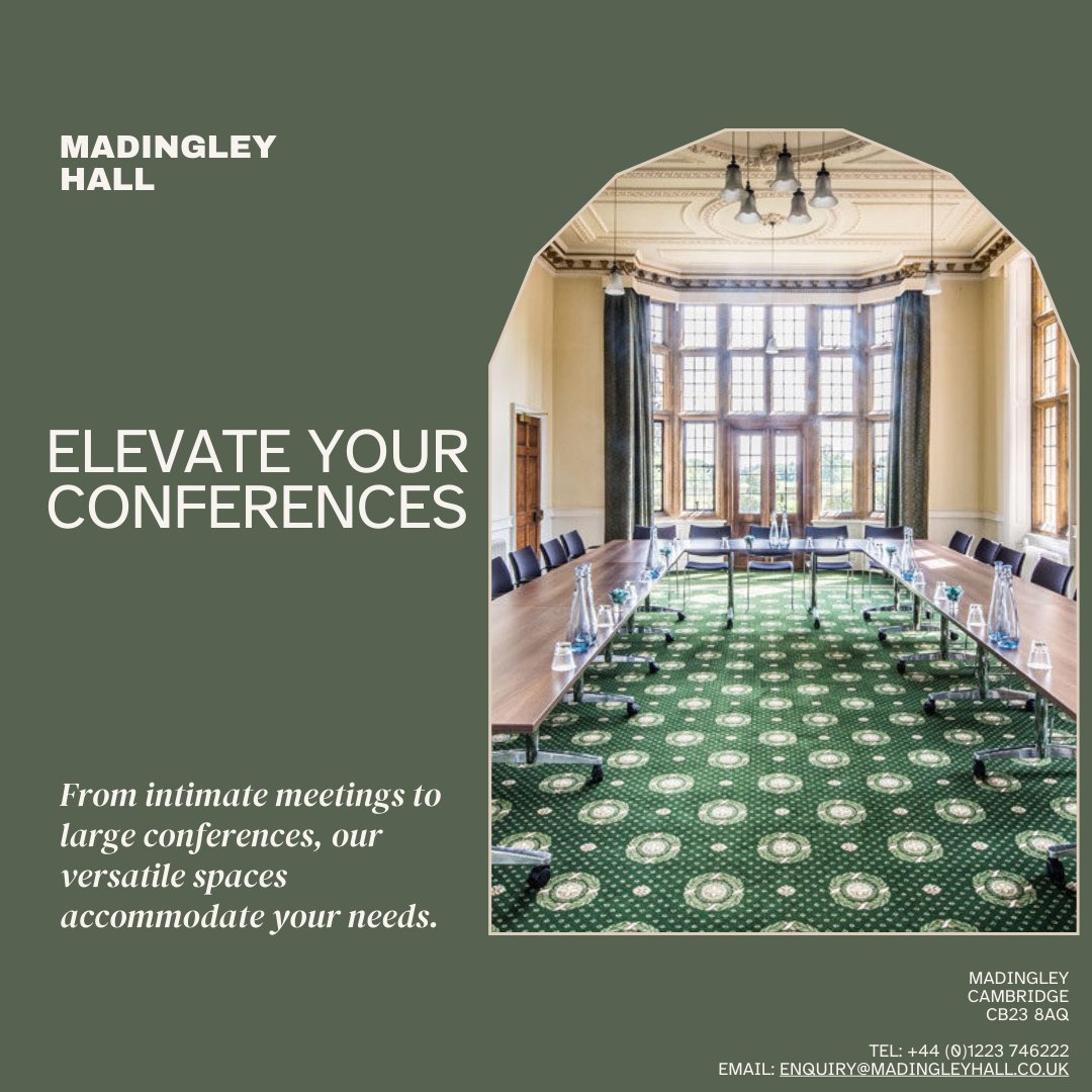 Are you searching for a conference venue that's beyond ordinary? Look no further! Madingley Hall offers the perfect setting to elevate your business events. 💼✨ Your journey to success begins here! 🌐💼 #MadingleyHallConferences #ElevateYourEvents #BusinessExcellence
