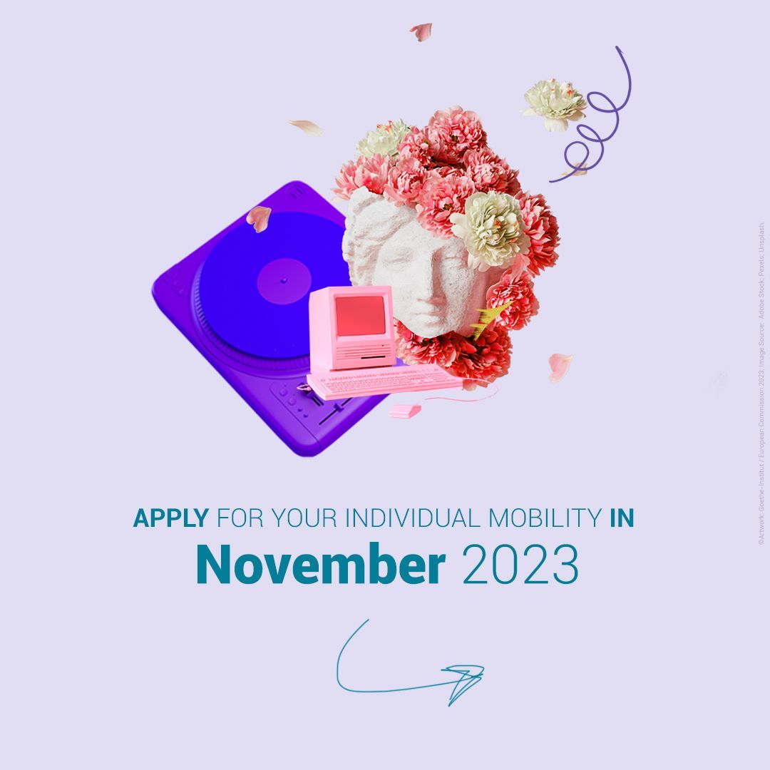 CultureMovesEU's tweet photo. 🤩 Apply in November and start your individual mobility project from February!
 
📌 Remember: December has no monthly deadline! 
If your project must start before April 2024, this is your last chance to apply ⏳ 

More info: https://t.co/vBJsVHgJg0 https://t.co/YAEureQWgH