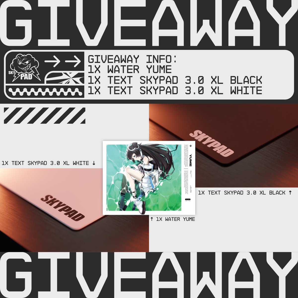 Gprodaisuki's tweet photo. この度skypadさんのご厚意で
water yume×1様
3.0 XL Black×1様
3.0 XL White×1様
の計3名様にskypadをプレゼントさせていただきます！

応募方法:
①@SkyPAD_JP と@gprodaisukiをフォロー
②いいね&amp;RTが必須
※希望の賞品があれば、リプお願いします🙇‍♀️

期限:11/15（水）
 #Giveaway https://t.co/on25tC5uVI