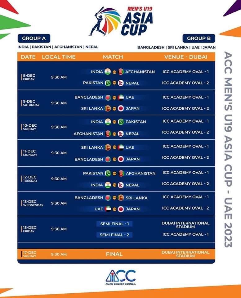 Get ready for an adrenaline-packed ride as Dubai gears up to host the U-19 Men's Asia Cup!

Matches start Friday, December 8th 2023.

#ACCU19MensAsiaCup