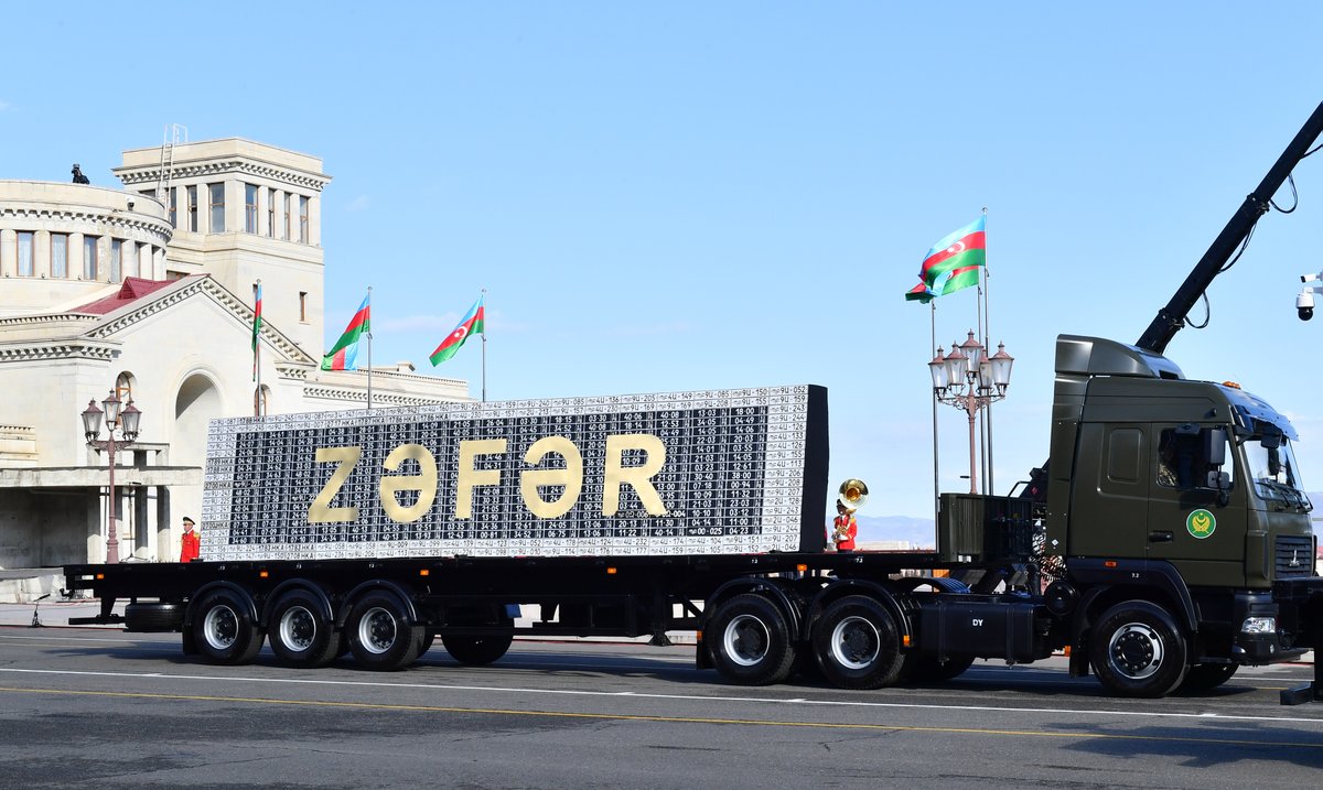 presidentaz's tweet image. Military parade dedicated to 3rd anniversary of the Victory in the Patriotic War was held in city of Khankendi.

#Azerbaijan #VictoryDay

president.az/en/articles/vi…