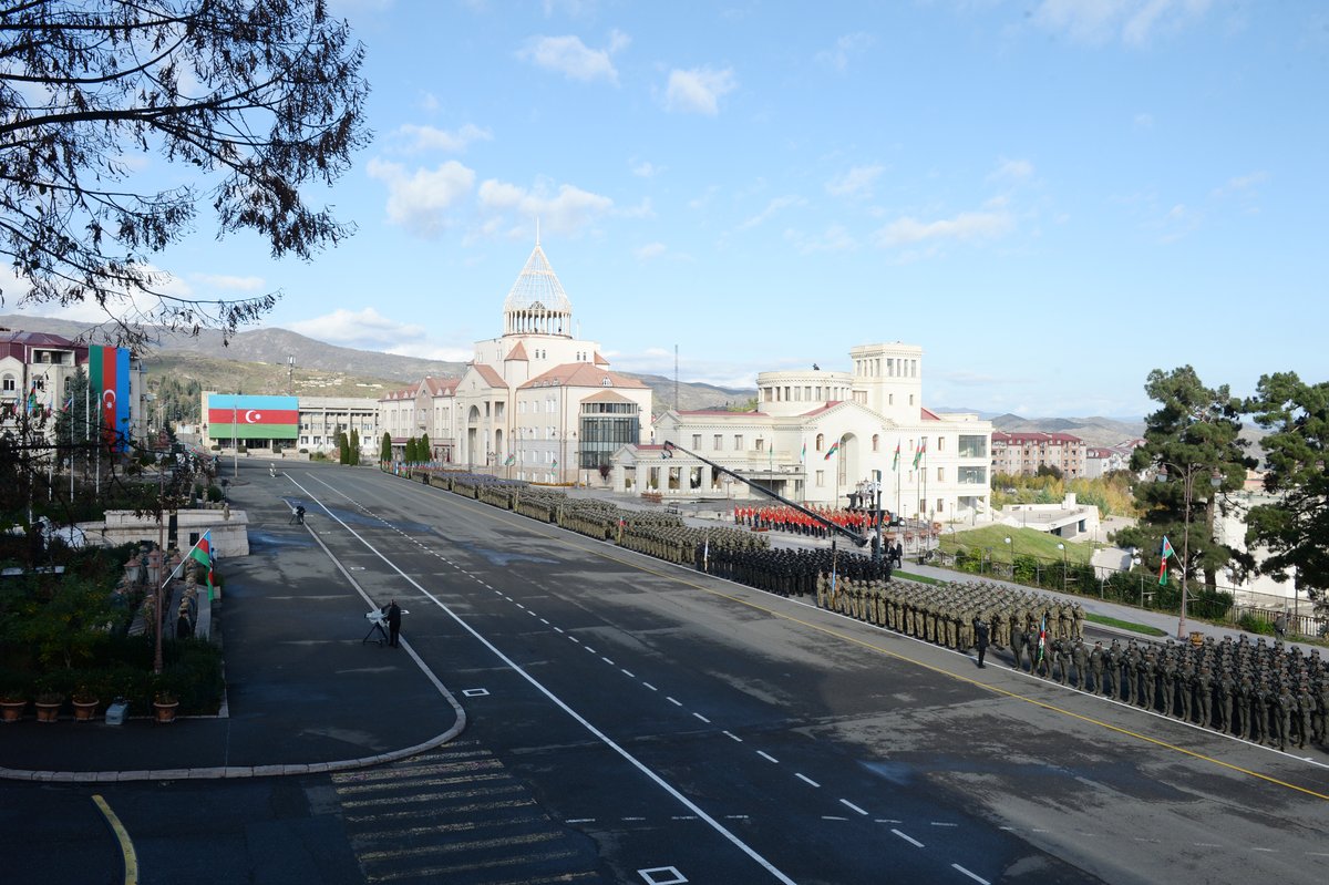 presidentaz's tweet image. Military parade dedicated to 3rd anniversary of the Victory in the Patriotic War was held in city of Khankendi.

#Azerbaijan #VictoryDay

president.az/en/articles/vi…
