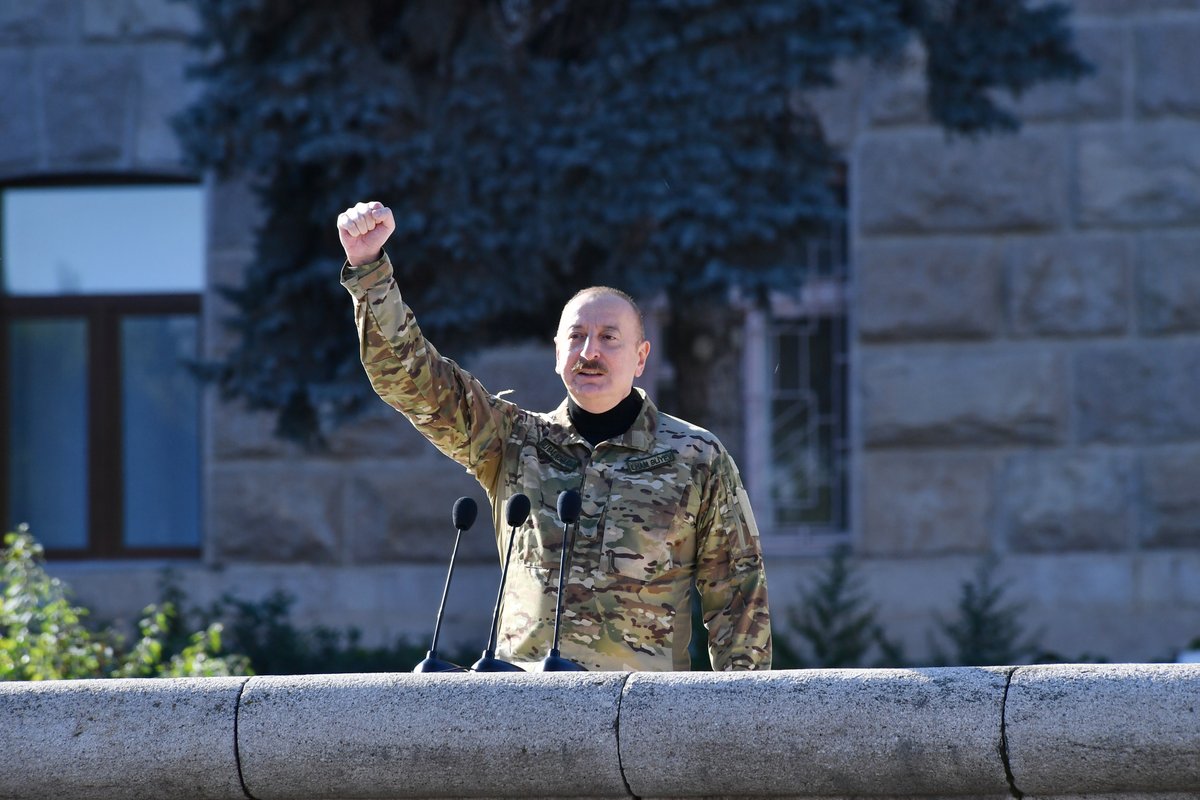 presidentaz's tweet image. Military parade dedicated to 3rd anniversary of the Victory in the Patriotic War was held in city of Khankendi.

#Azerbaijan #VictoryDay

president.az/en/articles/vi…
