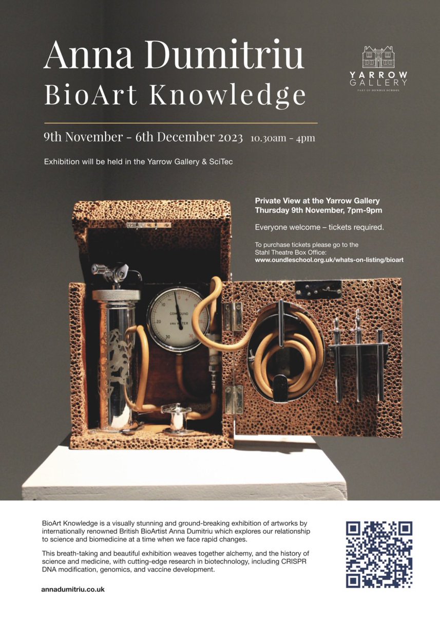 Our collaboration with the BioArt artist <a href="/AnnaDumitriu/">Anna Dumitriu</a> on "Mysteries and Mycotoxins" will be exhibited @oundleschool. <a href="/CaVaessenVe/">Dr Carol Verheecke-Vaessen 🇬🇧🇫🇷</a> will be present at the opening to exchange and explain how our <a href="/CranfieldAgrifo/">Cranfield Agrifood</a> work supports a more sustainable food supply chain.