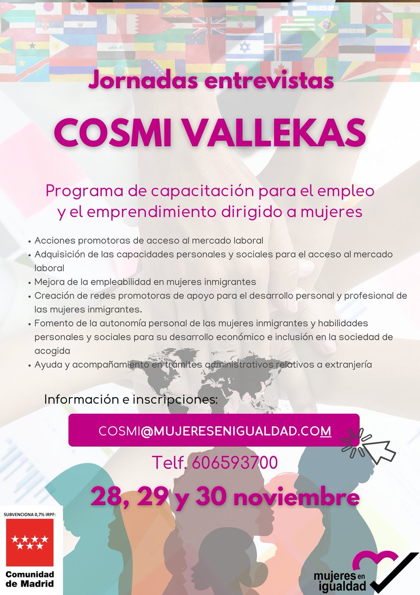 MujeresIgualdad's tweet photo. Jornada de entrevistas @CentroCOSMI #CosmiVallekas

Escríbenos a cosmi@mujeresenigualdad.com https://t.co/DsGUhm7Lml