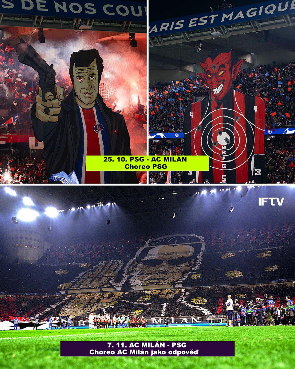 SportakCZ's tweet photo. V Paříži střílel Jean-Paul Belmondo v dresu PSG po milánském ďáblovi.

Fanoušci AC se ale v odvetě nenechali zahanbit a připravili si originální odpověď v podobě Nea z Matrixu, který dokázal projektily zastavit.

Dokonalý. 👏 https://t.co/u7R4oFVyhb