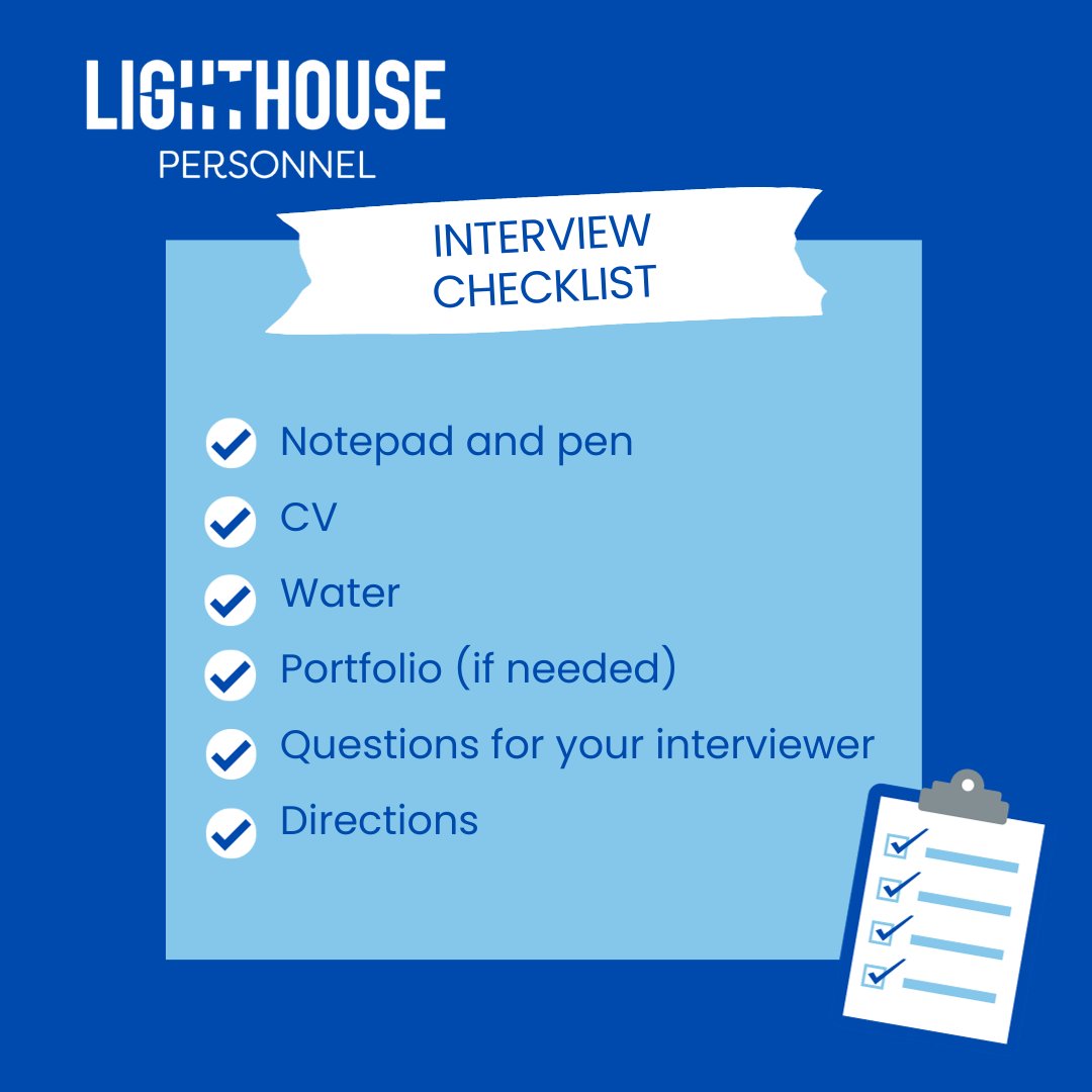 LHPersonnel's tweet image. What&apos;s on your interview checklist?

Here&apos;s ours.

#followthelight #interviewchecklist #recruitment