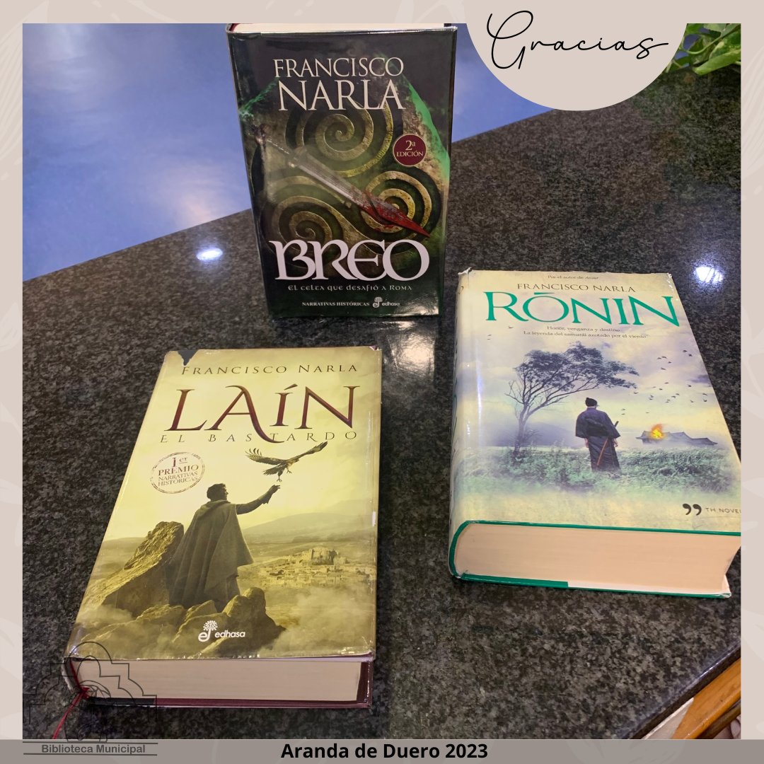 BiblioAranda's tweet photo. El 28 de octubre visitaba nuestra localidad @FranciscoNarla para presentar en la @todolibro su última novela Breo. Queremos agradecerle la dedicatoria los ejemplares de la #biblioteca y especialmente a Iván y Lorena de Todo Libro por la gestión ¡Muchas gracias chicos! https://t.co/IXIkUvyuu9