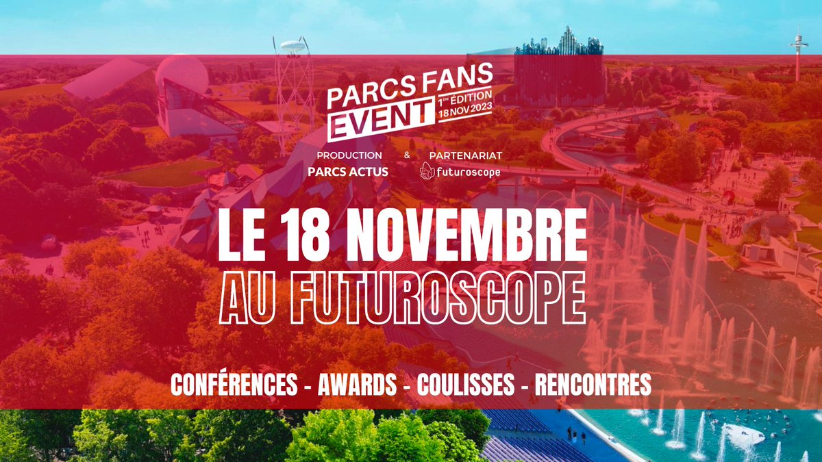 futuroscope's tweet image. Fiers d&apos;accueillir le &quot;Parcs Fans Event&quot;, la 1ère convention dédiée aux passionnés d&apos;attractions 🎢❤️
Samedi 18 nov. venez faire des rencontres, assister aux conférences, explorer les coulisses et assister aux Parcs Fans Awards ! 
➡️Ultimes places sur parcsactus.fr/event