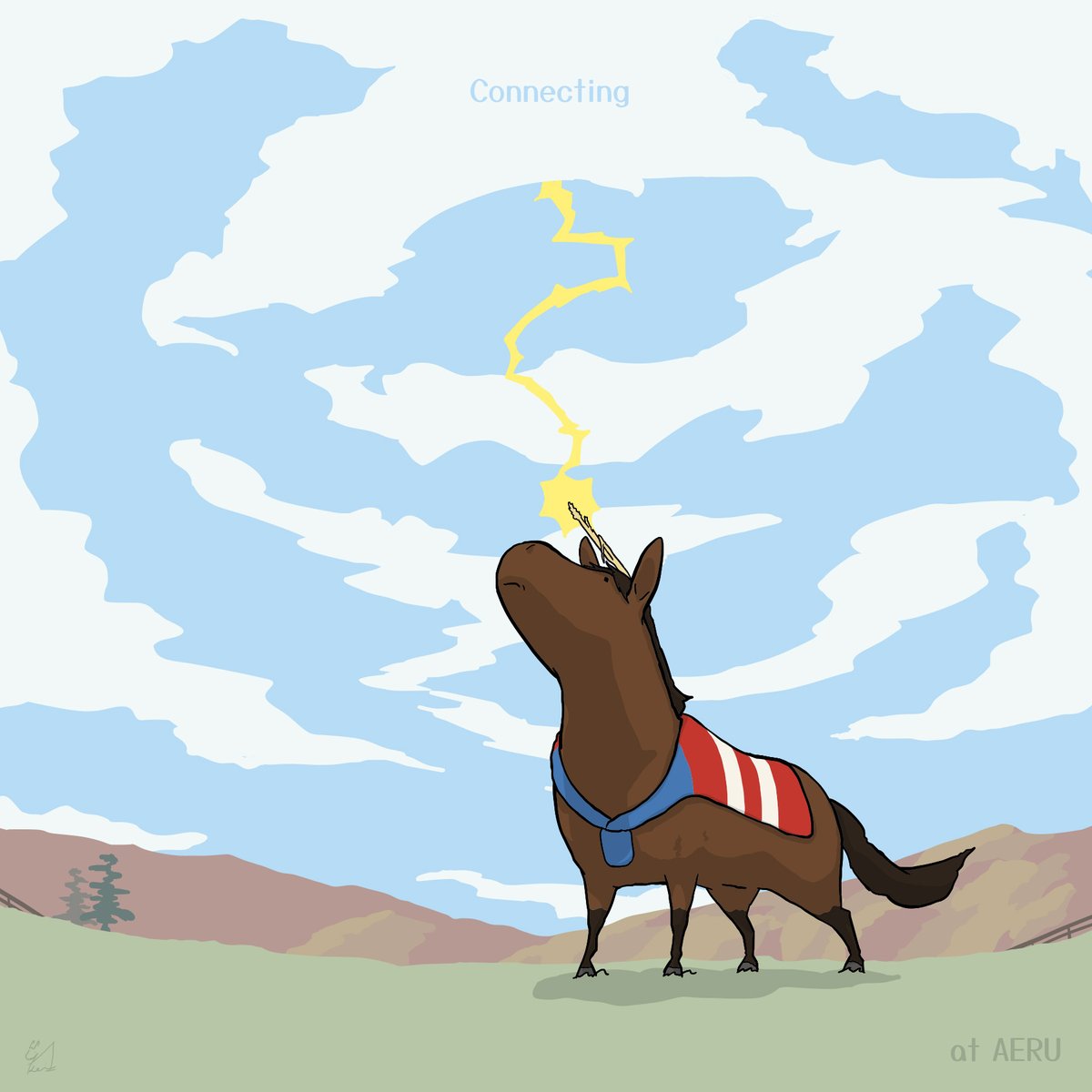 no humans horse outdoors cloud solo sky day  illustration images