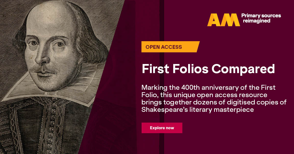 Today marks the 400th anniversary of Shakespeare's #FirstFolio! To celebrate, we’ve added further digitised copies to our open access resource #FirstFoliosCompared, built using our Quartex platform, enabling you to compare 54 copies side by side #Folio400
okt.to/61I3or