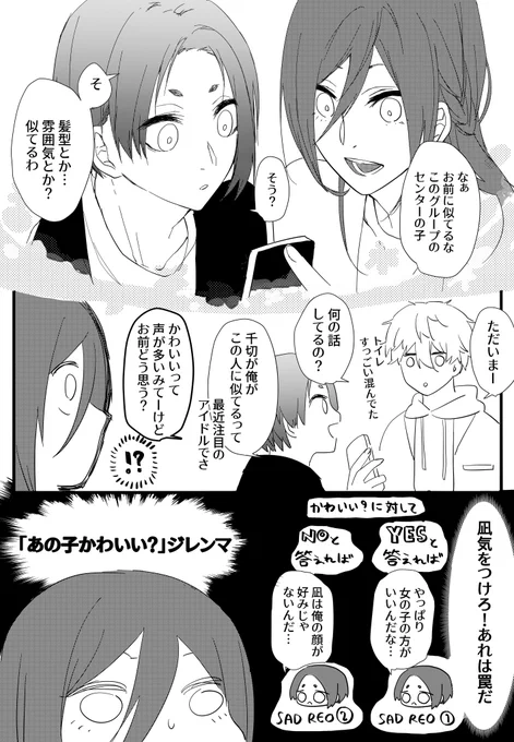 #ngro版深夜の創作60分挑戦
#ngroワンドロ 

お題「ジレンマ」
面白いお題ありがとうございます!遅刻参加失礼しました 
多分付き合っています どうでもいい設定です 