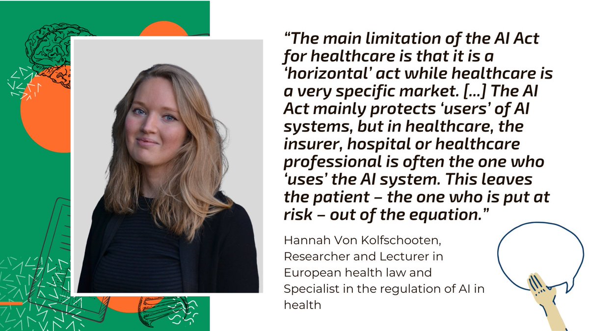 #MustRead | @hvkolfschooten, a specialist in European health law and the regulation of AI in healthcare, explains the consequences of unregulated #AI on access to and quality of care and offers her analysis of the current version of the #EUAIAct. 👉 ghadvocates.eu/main-limitatio…