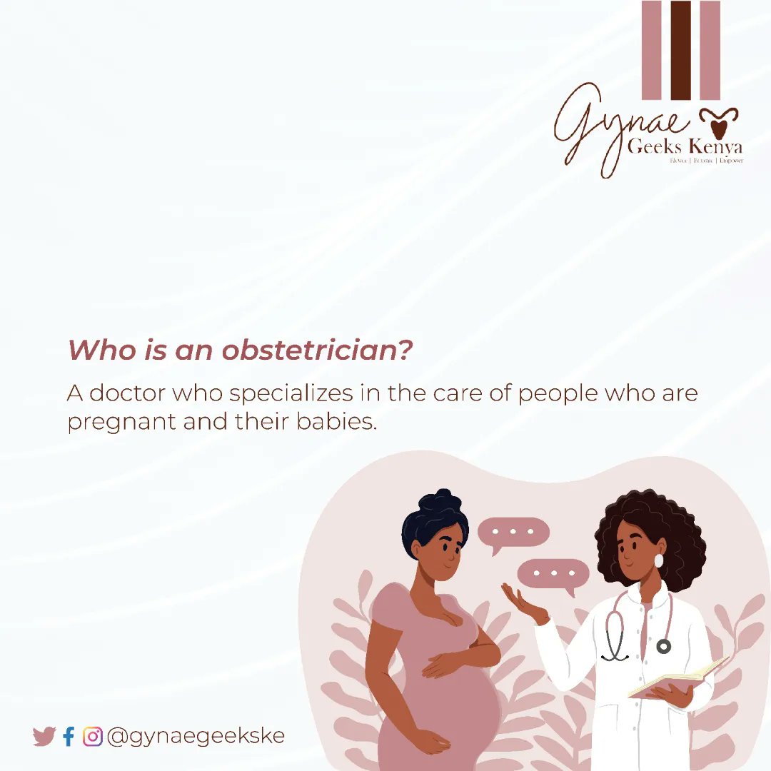 GynaegeeksKenya's tweet photo. Curious about what an obstetrician does? Let's get to know this essential part of the medical world! Obstetricians are experts in pregnancy, childbirth, and women's reproductive health. 

#obsetrician #gynae https://t.co/zXOsY4Rc0b