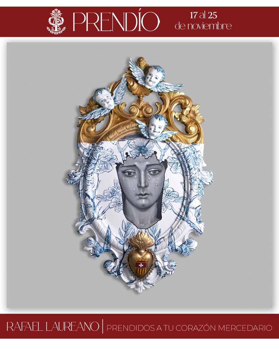 8. 𝑹𝙖𝒇𝙖𝒆𝙡 𝙇𝒂𝙪𝒓𝙚𝒂𝙣𝒐 (<a href="/RafaelLaureanoM/">RAFAEL LAUREANO</a>)
"Prendidos a tu corazón mercedario"
Esmalte, óleo y dorado sobre tabla, resina y DM cortado con láser
60x38 cm

#elPrendimiento75
#ArtePrendío