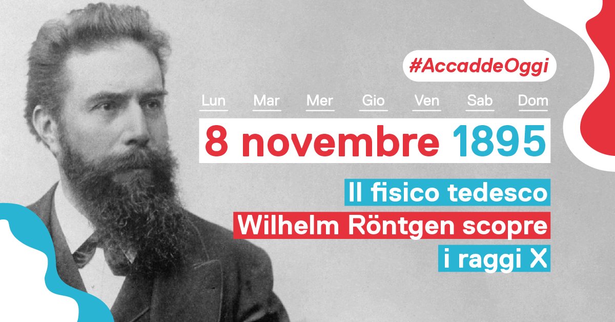 📆 #AcceddeOggi #8Novembre Per la scoperta dei Raggi X, a Röntgen venne assegnato nel 1901 il primo premio Nobel per la Fisica. Egli fece la prima celebre radiografia alla mano di sua moglie.