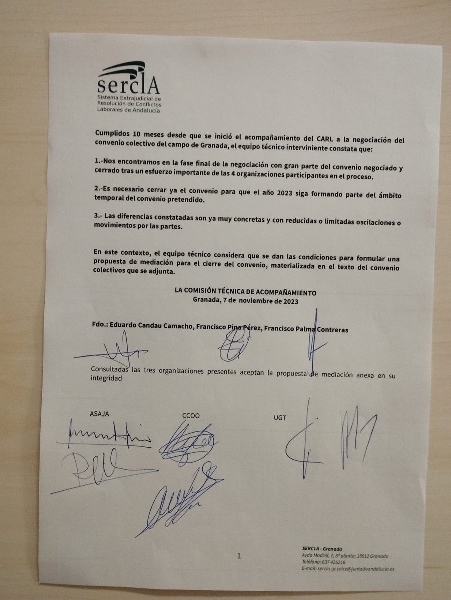 CCOO Industria Granada , Secretario General Industria Raúl Caro Maldonado .
💪Después de 10 meses el Convenio del Campo de Granada se encuentra en la fase final de su Firma‼️