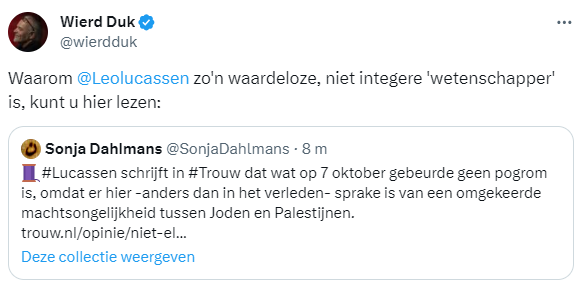 Leolucassen's tweet photo. Hoi Wierd. Als integere topjournalist raad ik je aan mijn collega's David Feldman en Stefanie Schüler-Springorum, directeuren van toonaangevende centra voor de studie van antisemitisme in resp. Londen en Berlijn (die mijn analyse volledig delen) te bellen. https://t.co/kjgC4v1WW5