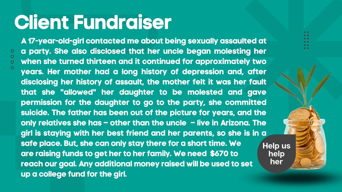 Sharing with the permission of the client.

Help us get this girl to her family so she can receive the love and support she needs. You can donate at betterunite.com/SilentNoLonger…
Please feel free to share with others.