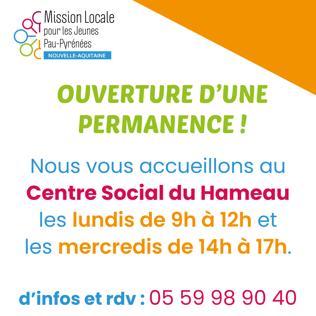 Depuis ce lundi, nous vous accueillons sur une nouvelle permanence !

Vous pouvez nous rencontrer sur RDV
📍au Centre Social du Hameau, au 23 Rue Mgr Campo à Pau,
📅tous les lundis de 9h à 12h et tous les mercredis de 14h à 17h !

Pour prendre rdv : 05 59 98 90 40